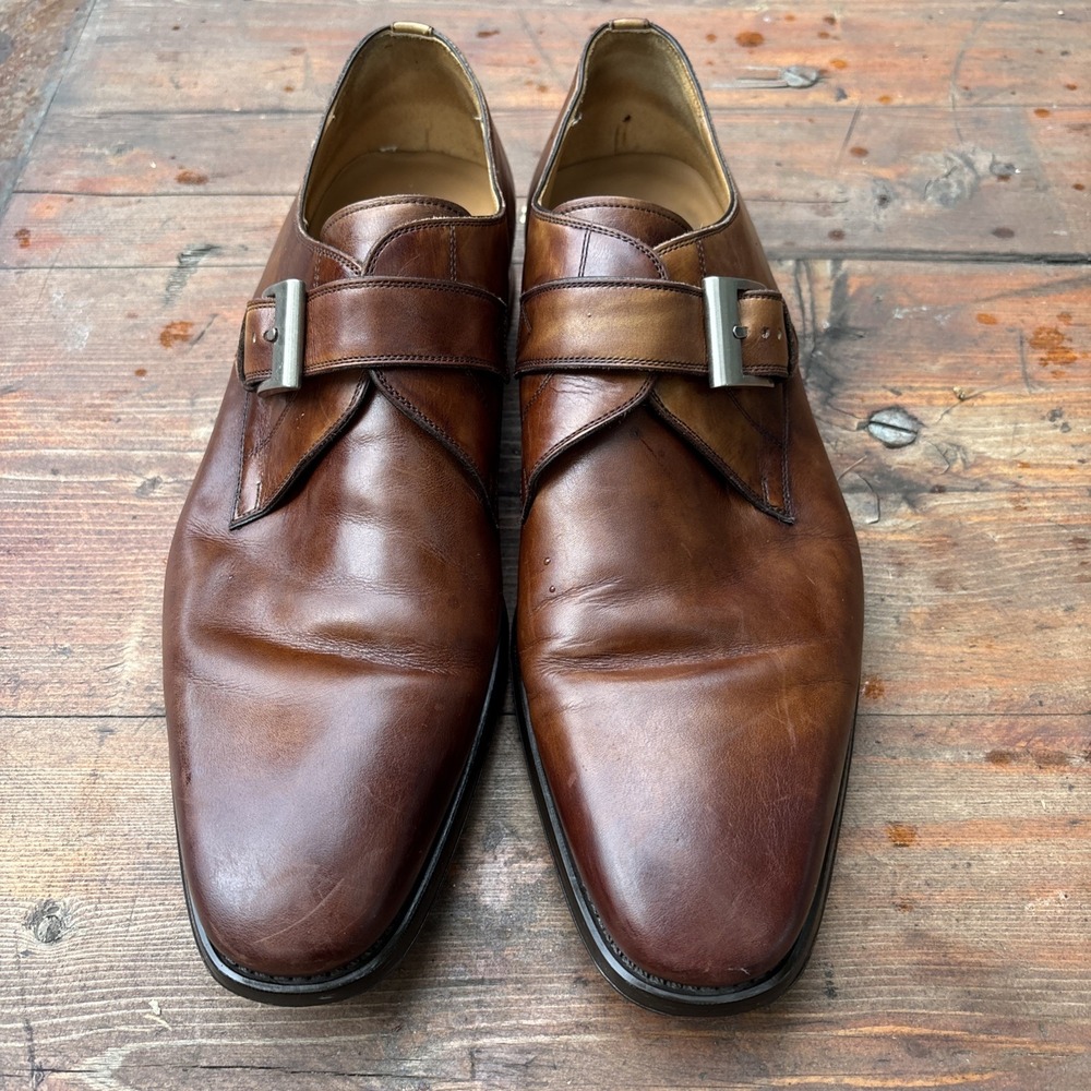 Magnanni Marco II Cognac Leather Single Monk Strap Dress Shoes 18598 Men's 12 M